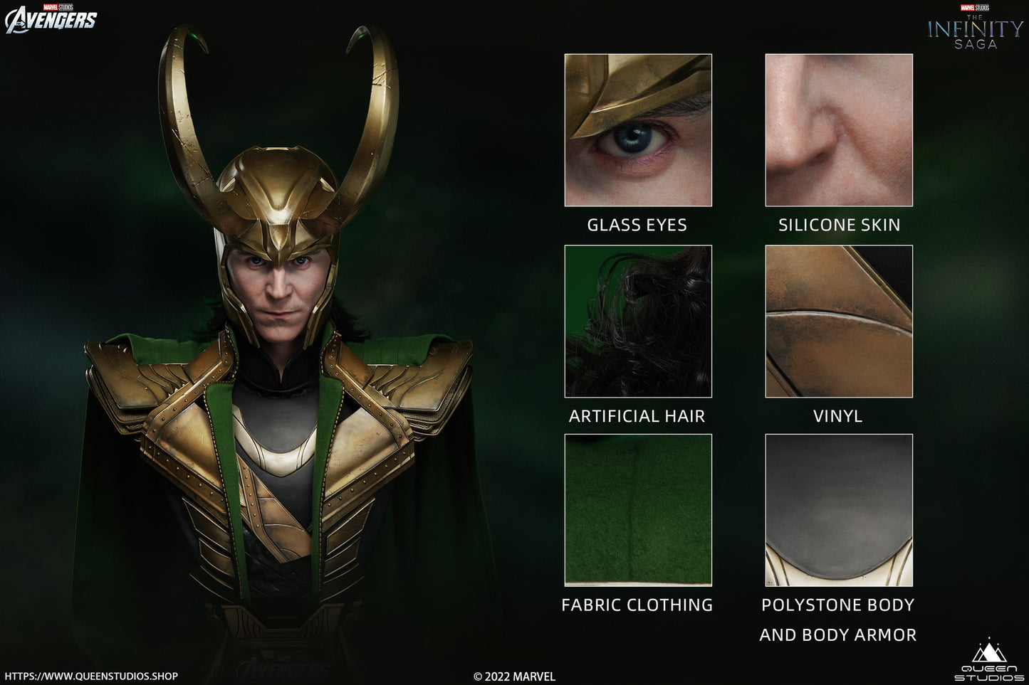 Queen Studios Life Size The Avengers Loki Bust 2.0